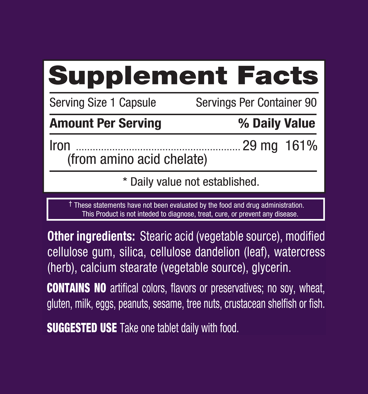 iChelated Iron 29 mg – 90 Vegan Capsules – gluten free