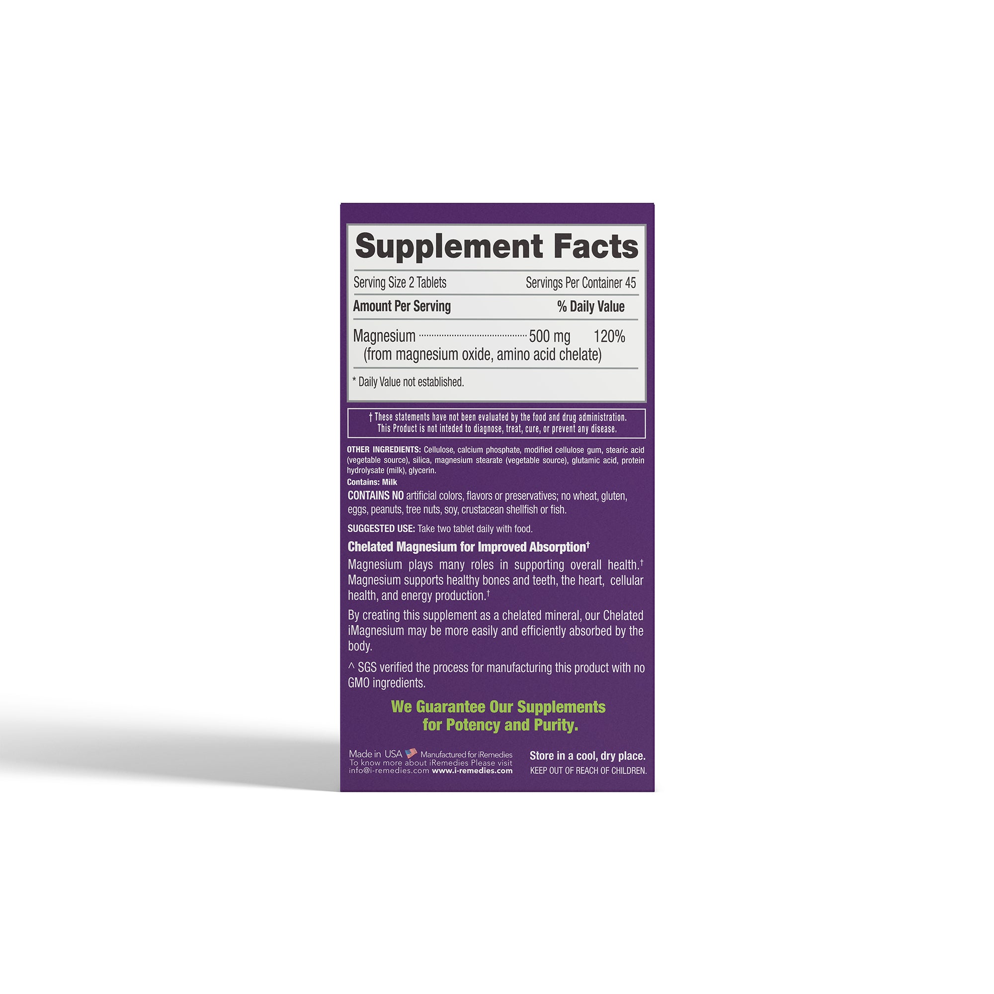 iMagnesium 500 mg Chelated – 90 Tablets