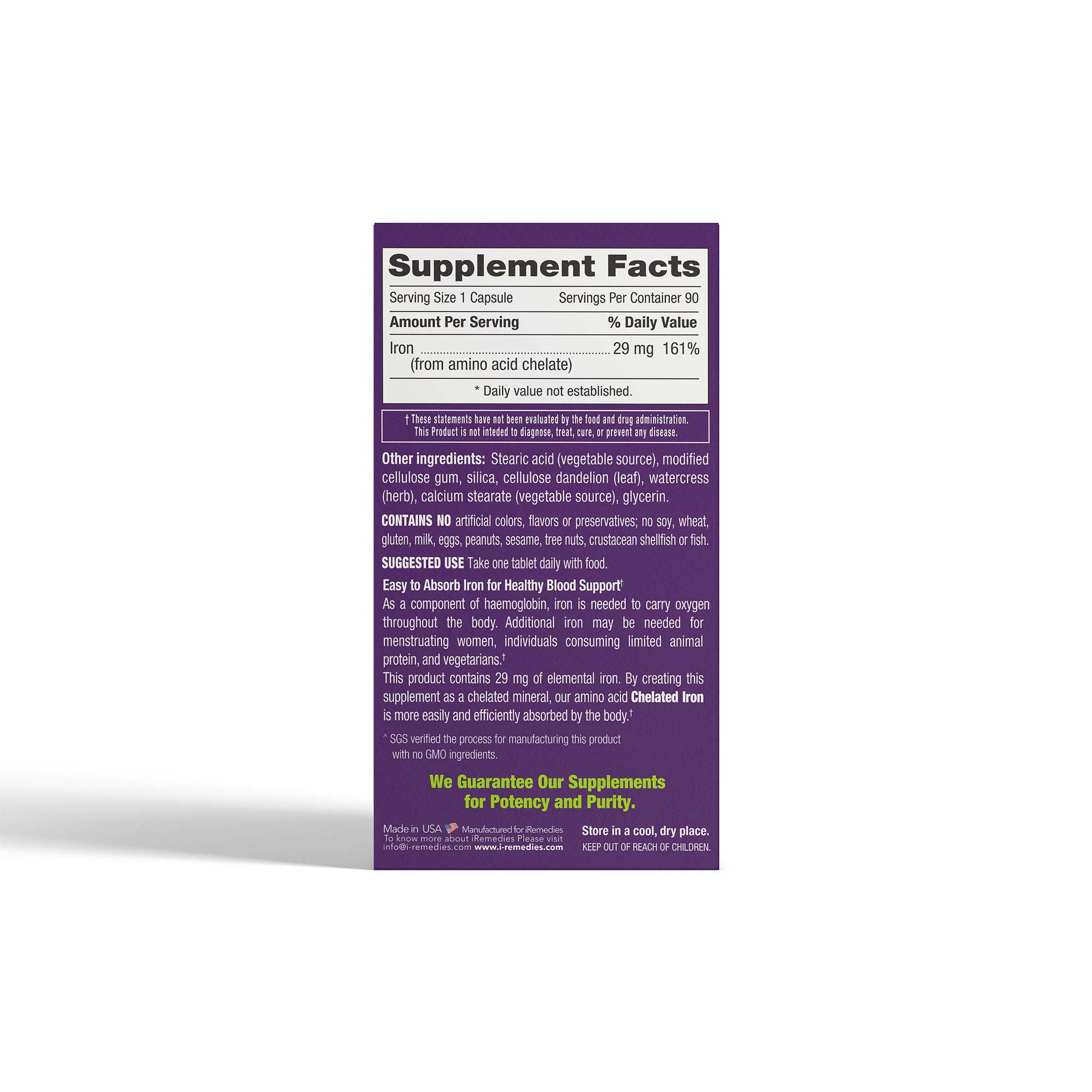iChelated Iron 29 mg – 90 Vegan Tablets