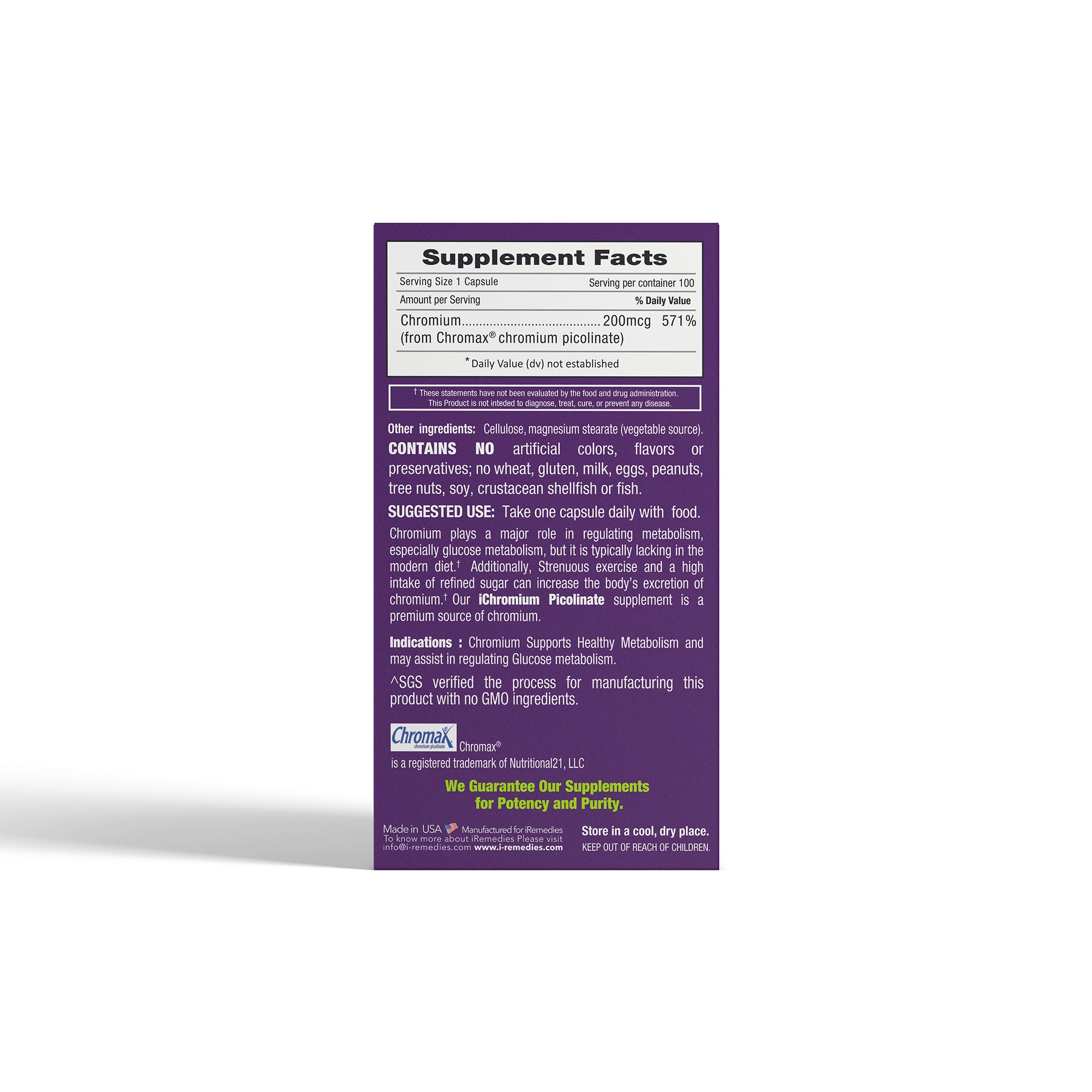 iChromium Picolinate 200 mcg – 100 capsules