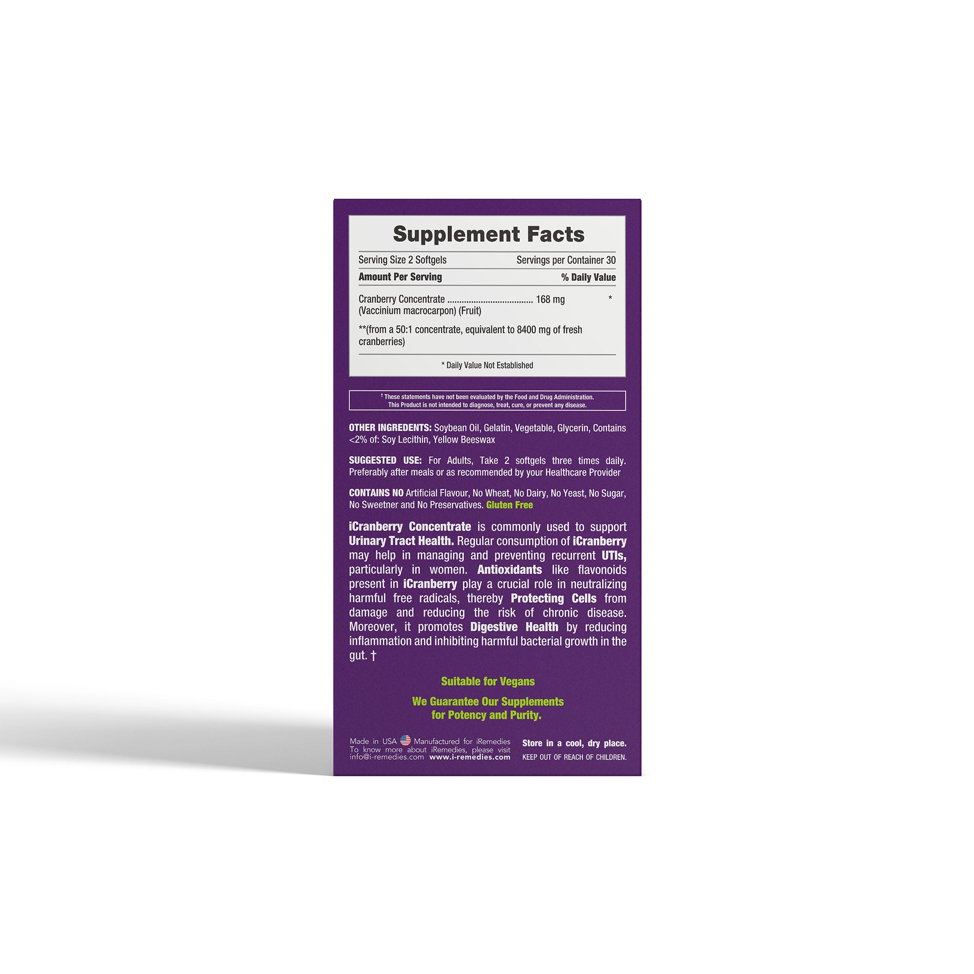 iCranberry Concentrate 168 mg - 60 Softgels