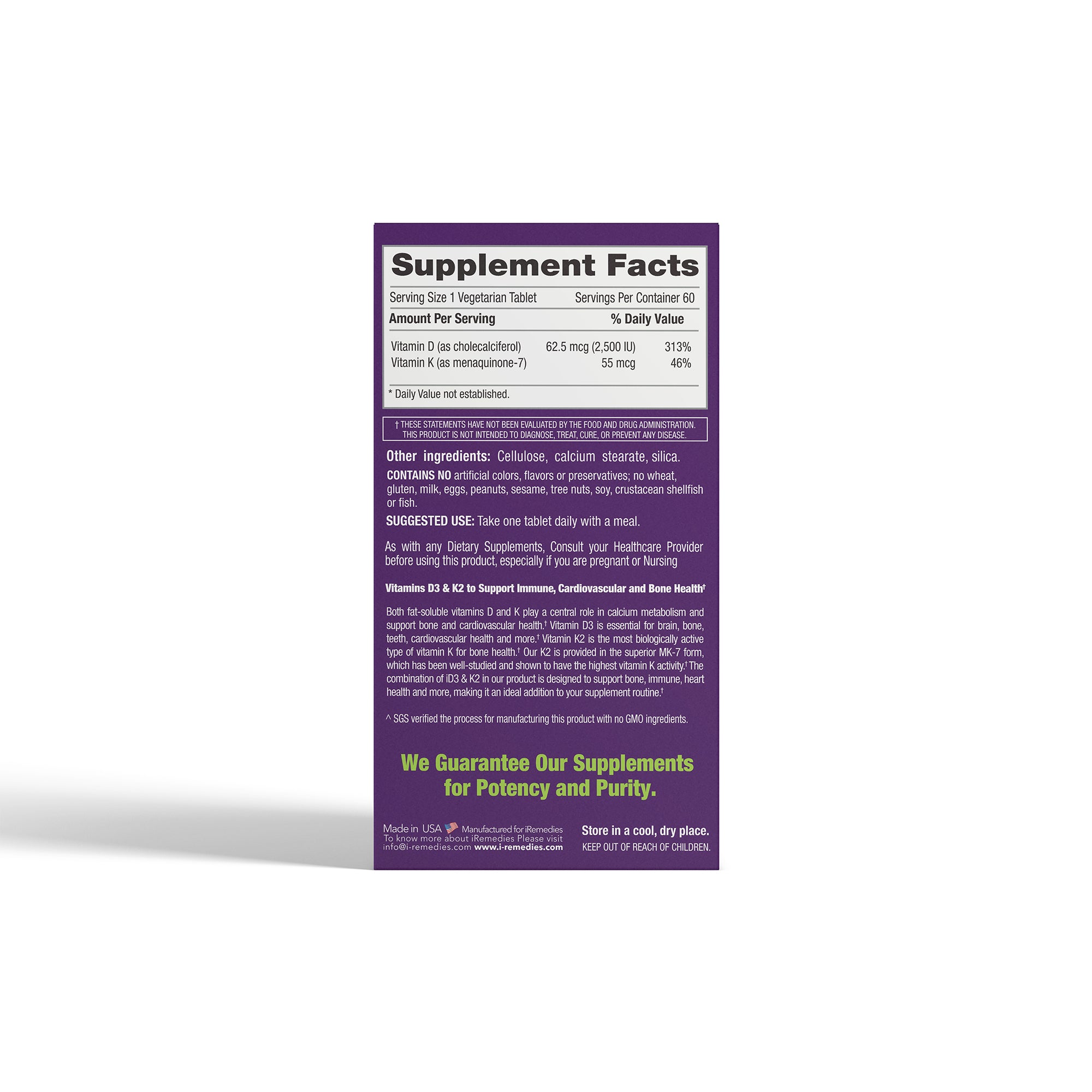 iVitamins D3 & K2 – 60 Vegetarian Tablets