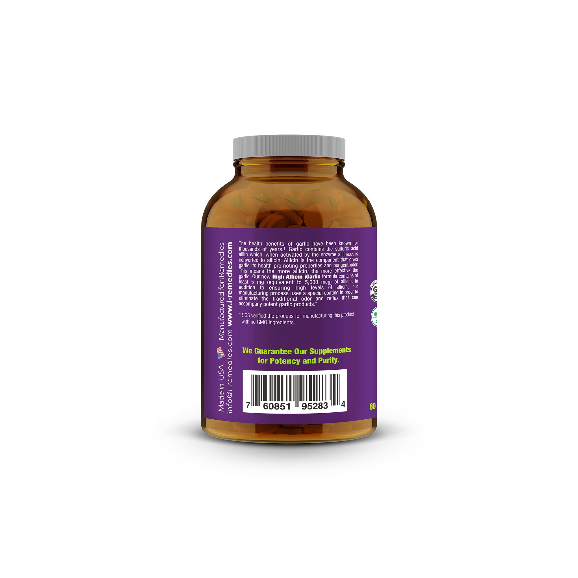 iGarlic High Allicin 500 mg - 60 Vegan Tablets