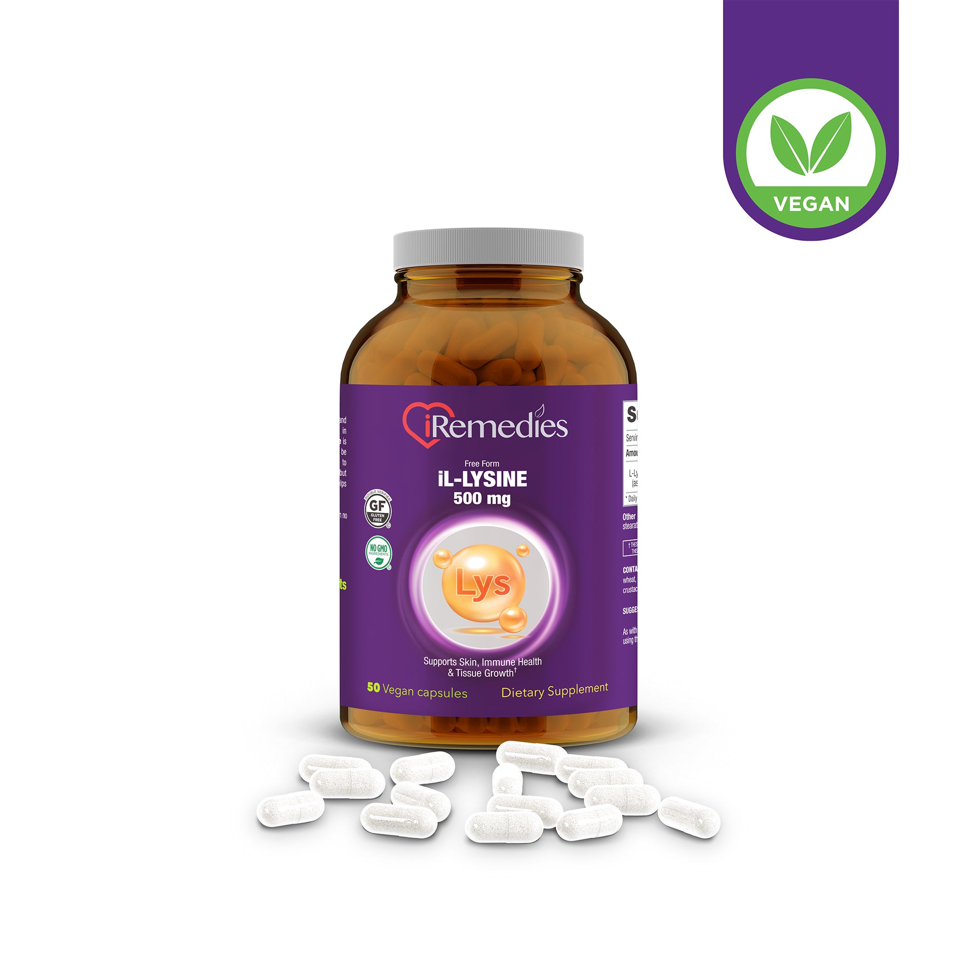 iL-Lysine 500 mg – 50 Vegan Capsules