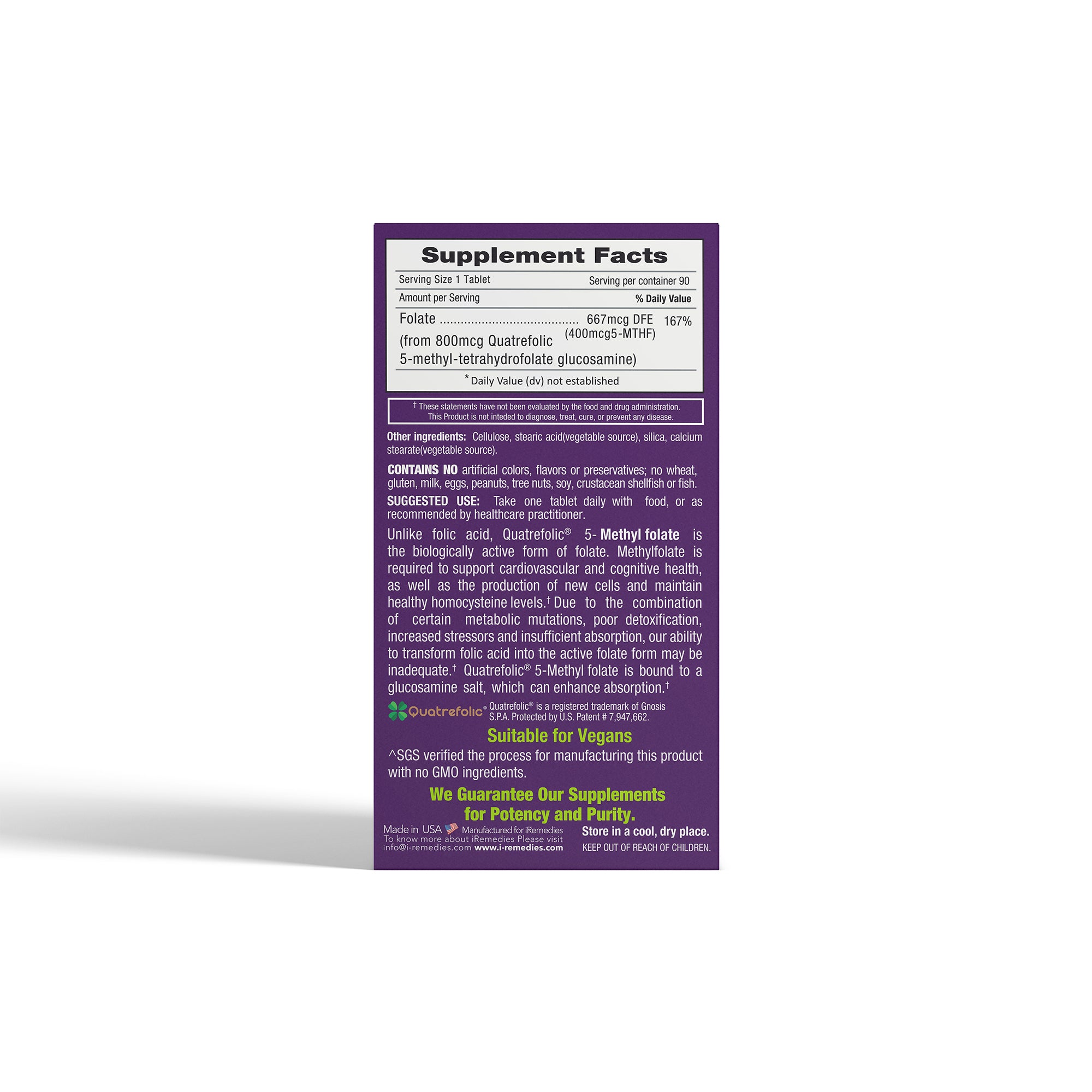 iMethyl Folate 400 mcg – 90 Vegan Tablets