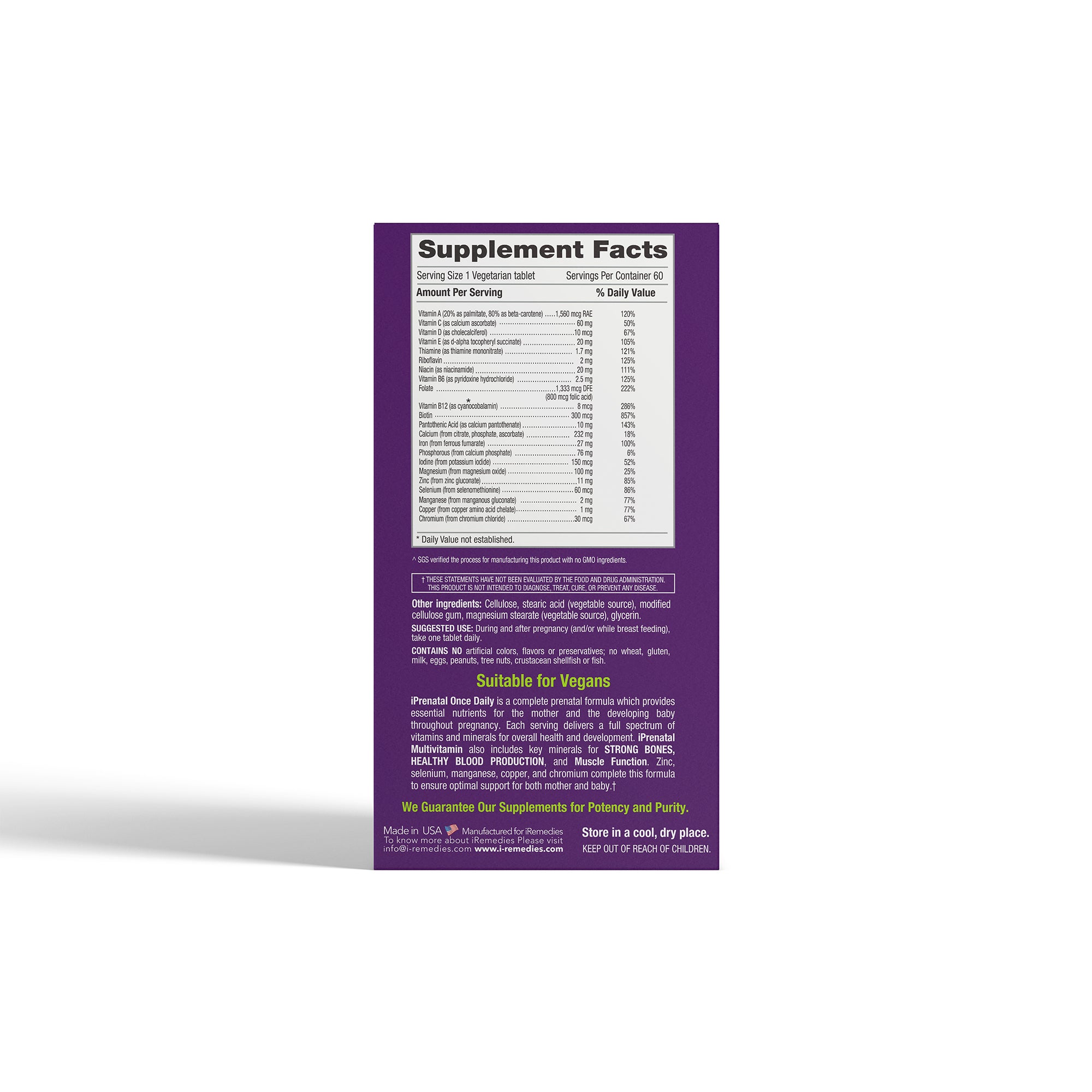 iPrenatal Once Daily – 60 Vegetarian Tablets