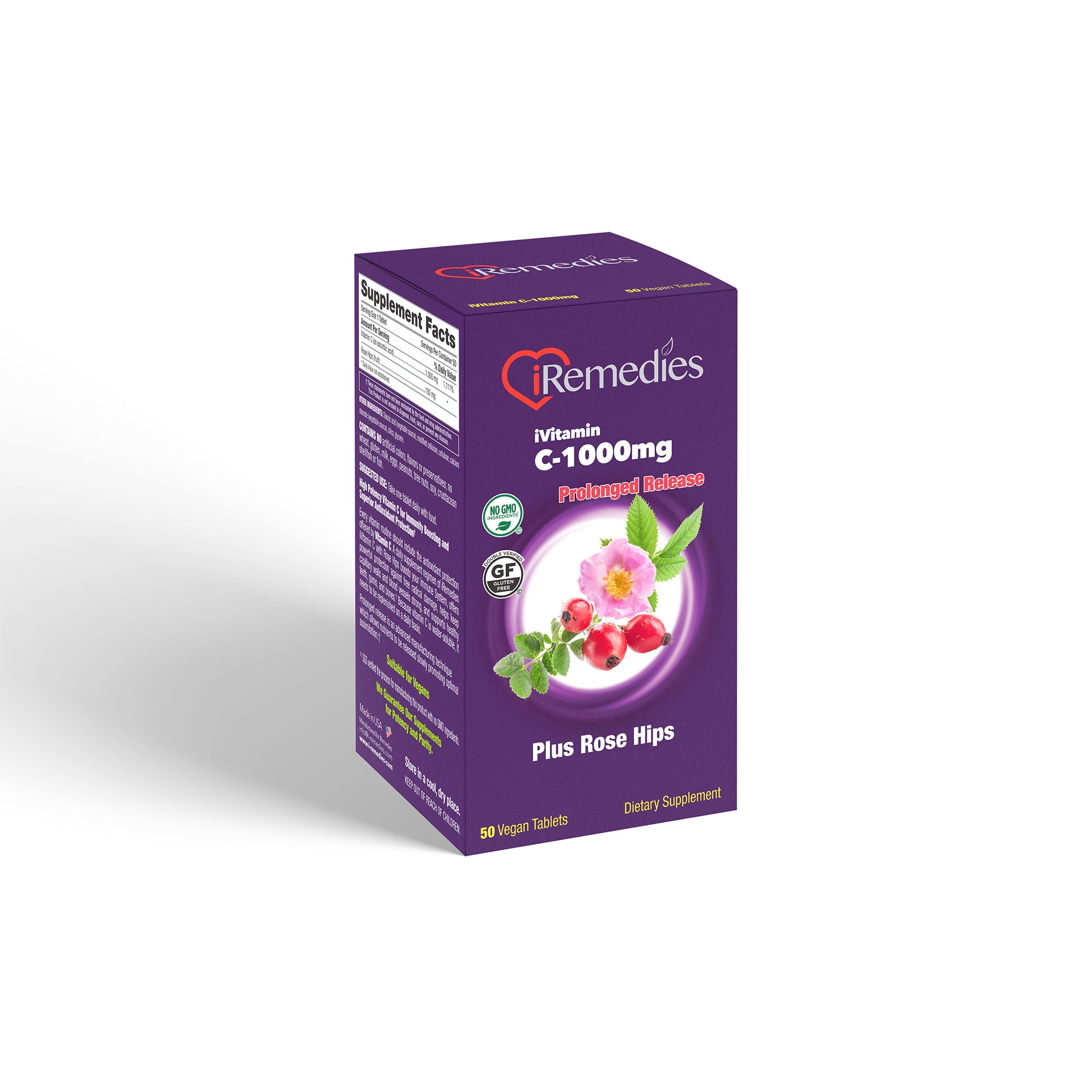 iVitamin C 1000 mg PR Plus Rose Hips – 50 Vegan Tablets