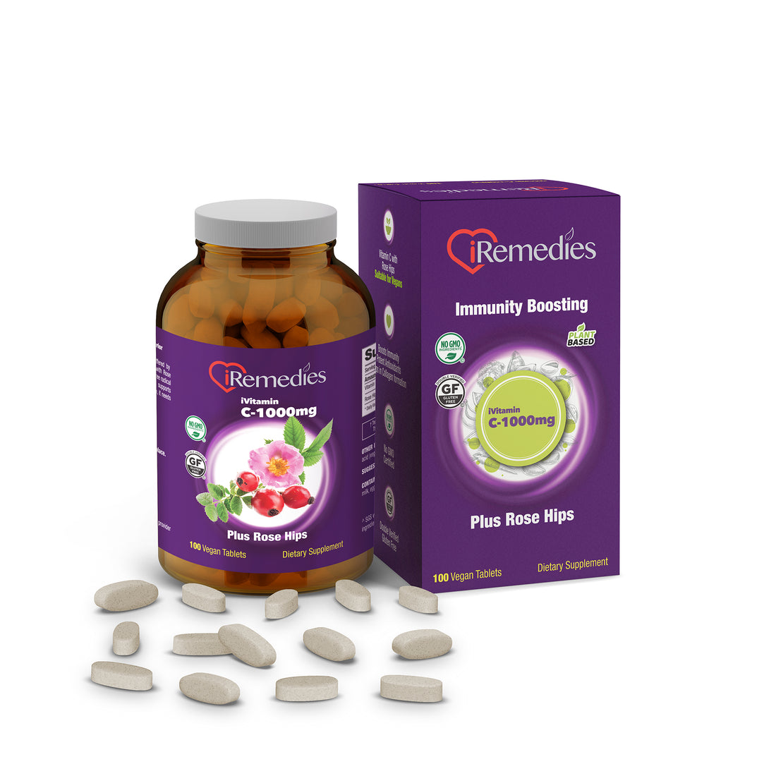 iVitamin C 1000 mg Plus Rose Hips – 100 Vegan Tablets