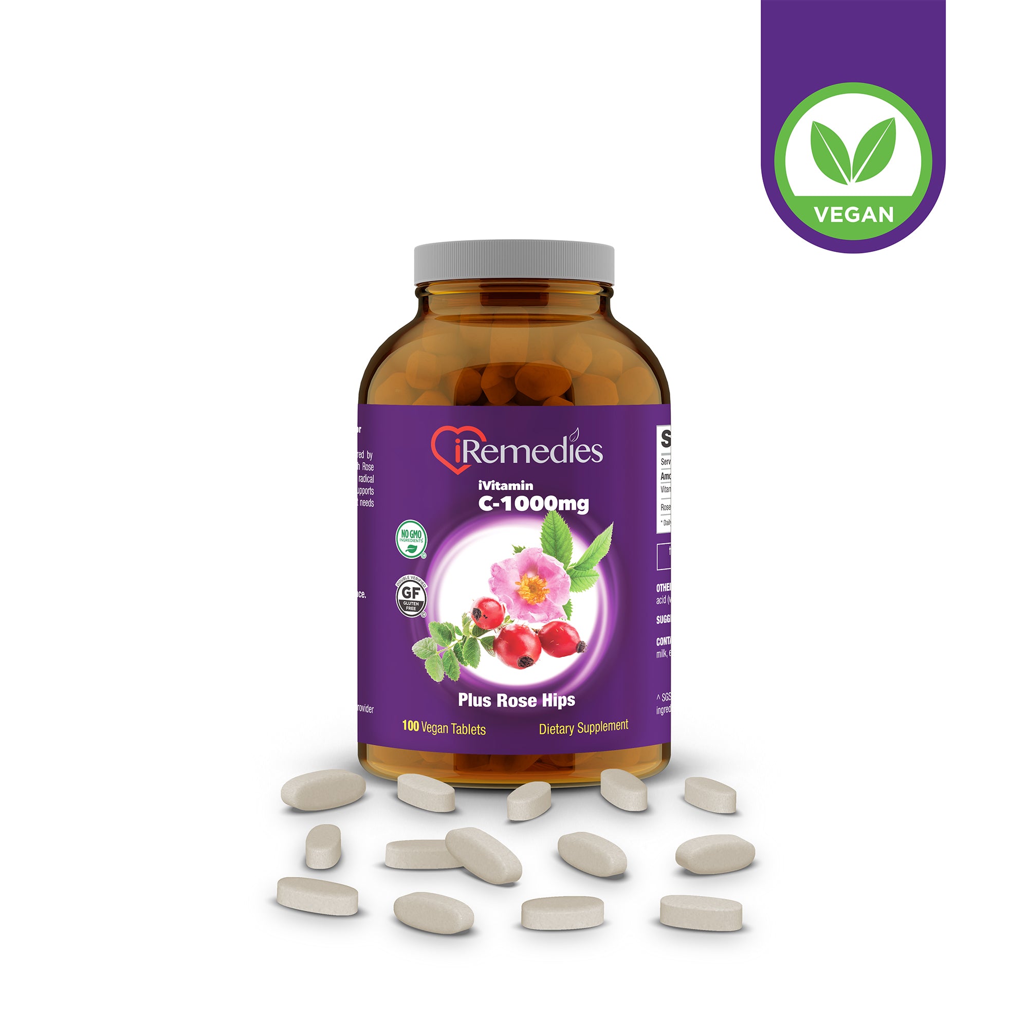 iVitamin C 1000 mg Plus Rose Hips – 100 Vegan Tablets