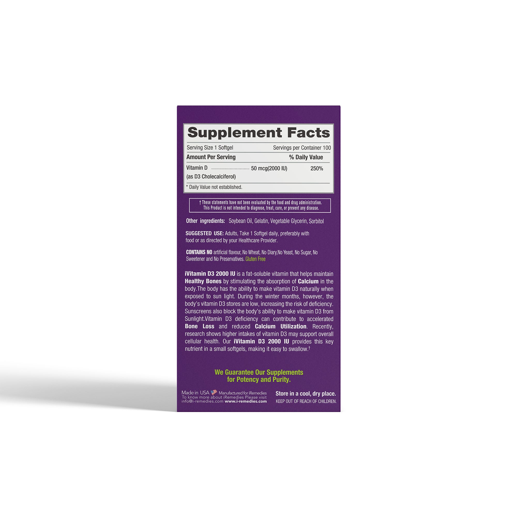 iVitamin D3 – 2000 IU – 100 Softgels